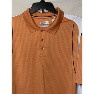 Tehama Hang Em' Dry Polo Golf Shirt Size XL Orange & White‎